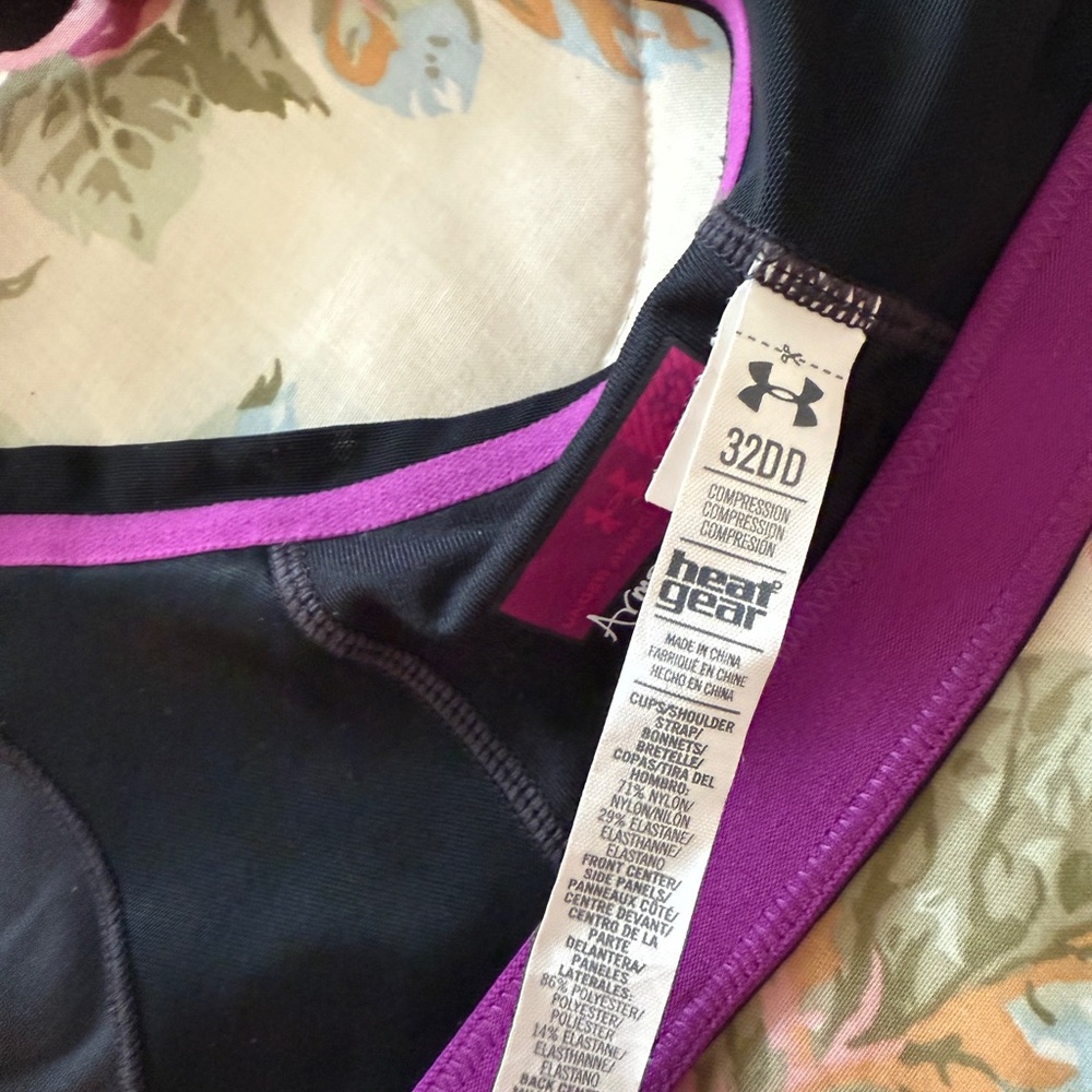 Under Armour Gray and Purple Sports Bra with Supportive Straps - Picture 10 of 10
